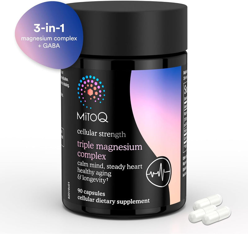 MitoQ Triple Magnesium Complex | Magnesium Glycinate, Taurinate, Oxide with GABA for Heart Health, Stress Management, & Deeper Sleep | High Absorption | 90 Capsules Infinity Warehouse