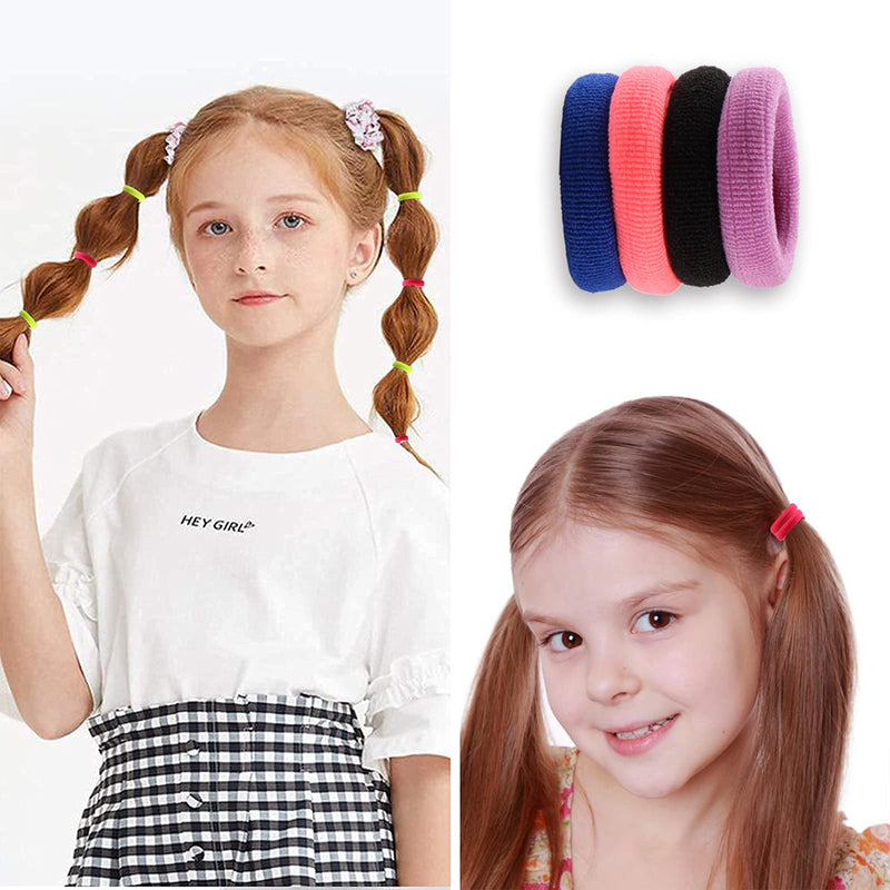 SYGY 200PCS Baby Hair Ties for Girls, Cotton Toddler Hair Ties, Small Hair Ties Seamless Hair Bands, Elastic Cute Hair Accessories, Multicolor Ponytail Holder for Infants Kids SYGY