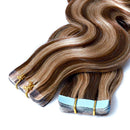 16 Inch Tape in Hair Extensions Body Wave Human Hair Highlight 50g Thin Long Hair 20pcs/pack Seamless Skin Weft Glue in Wavy Hairpieces