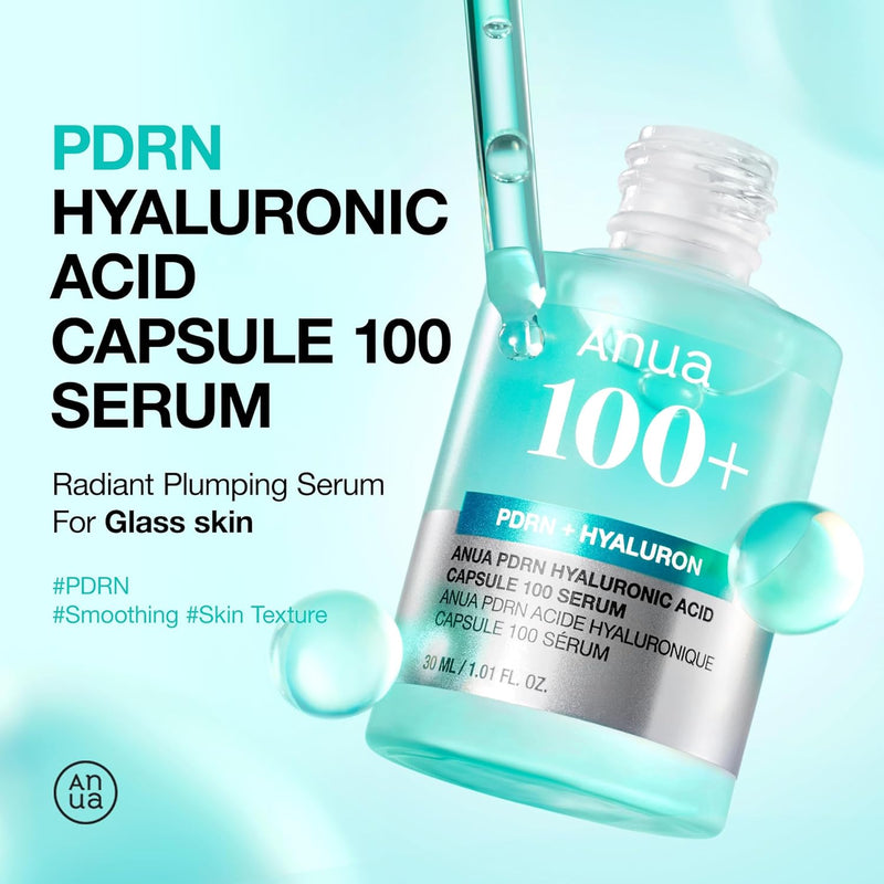 Anua PDRN Hyaluronic Acid Capsule 100 Serum, Radiant Face Serum, Hyaluronic Acid, Hydration, Moisture Plumping effect, Natural color, Fragrance free, Korean Skincare, 30ml / 1.01 fl. oz Infinity Warehouse