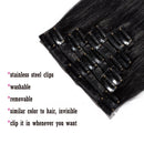 22 Inch Long Clip in Human Hair Extensions 70g Thin 8 Pcs 18 Clips Standard Weft Straight Clip on 100% Human Hairpieces for Women Beauty