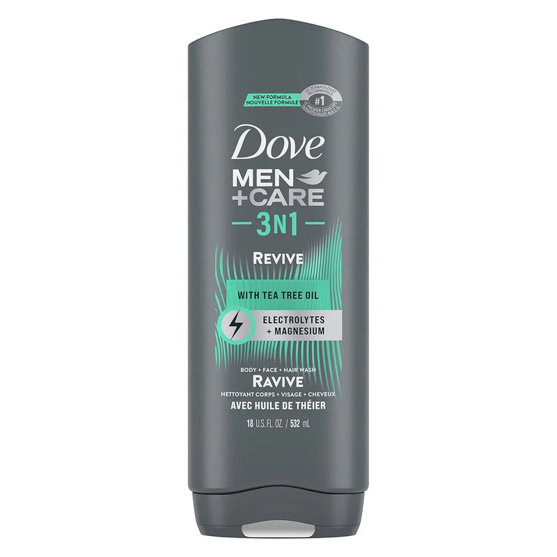 DOVE MEN + CARE Post-Workout Body Wash 3N1 Revive 4 Count For Men With Tea Tree Oil, 18 oz Infinity Warehouse