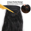Stamped Glorious 24 Inch Long Body Wave Ponytail hair Extension Synthetic Heat Resistant Wrap Around Drawstring Curly Wavy Ponytail Hairpieces for Women(24 Inch, 1B) Stamped Glorious