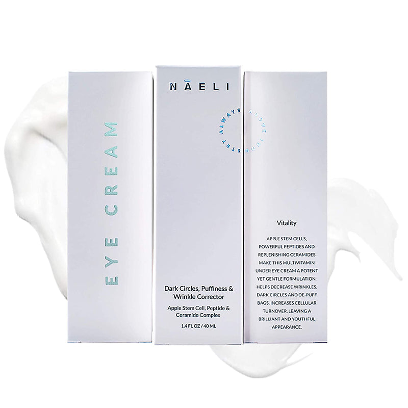 Eye Cream for Dark Circles, Puffiness & Wrinkles with Anti Aging Apple Stem Cell & Peptide Complex - Reduces Fine Lines, Diminishes Bags & Restores Under Eye, 1.4 oz. NAELI Store