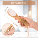 KALESUKI Foot File Callus Remover, Multi-purpose 4 in 1 Feet Pedicure Scrubber Exfoliator Tools with Foot Care Bristle Brush, Pumice Stone, Mental Foot Rasp, Sand Paper and Bamboo Handle KALESUKI