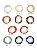 Heliums Sandy Blonde Skinny Seamless 6mm Medium Hold Soft Nylon Fabric Rolled Ponytail Holders - 18 Hair Ties Heliums