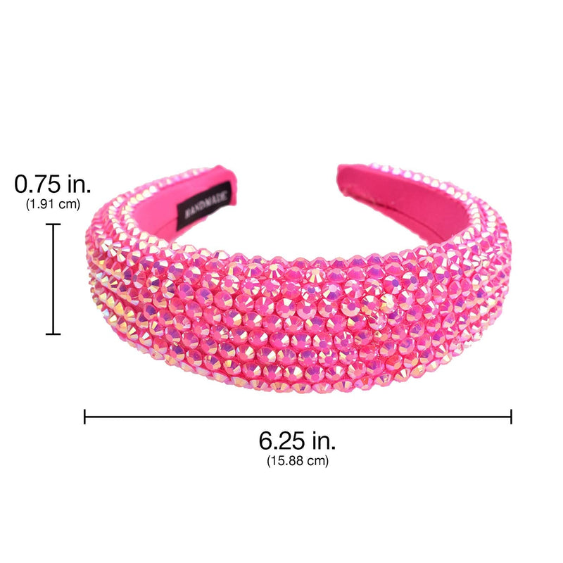 SP SOPHIA COLLECTION Women's Sparkling Crystal Padded Rhinestone Wide Bejeweled Hair Headband Party Hairband Hair Accessories in Hot Pink SP Sophia Collection
