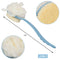 2 Pack Back Scrubber for Shower, EAONE Bath Body Brush with Bristles and Loofah, Loofah On a Stick Back Washer Mesh Sponge Long Handle Exfoliating Body Brush for Men and Women (Blue&White) EAONE