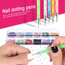 Nail Art Brush, Teenitor 3D Nail Art Decorations Kit with Nail Pen Designer Dotting Tools Colors Holographic Butterfly Nail Glitter Foil Flakes Nail Tape Strips and Multi-Color Nails Rhinestones Teenitor