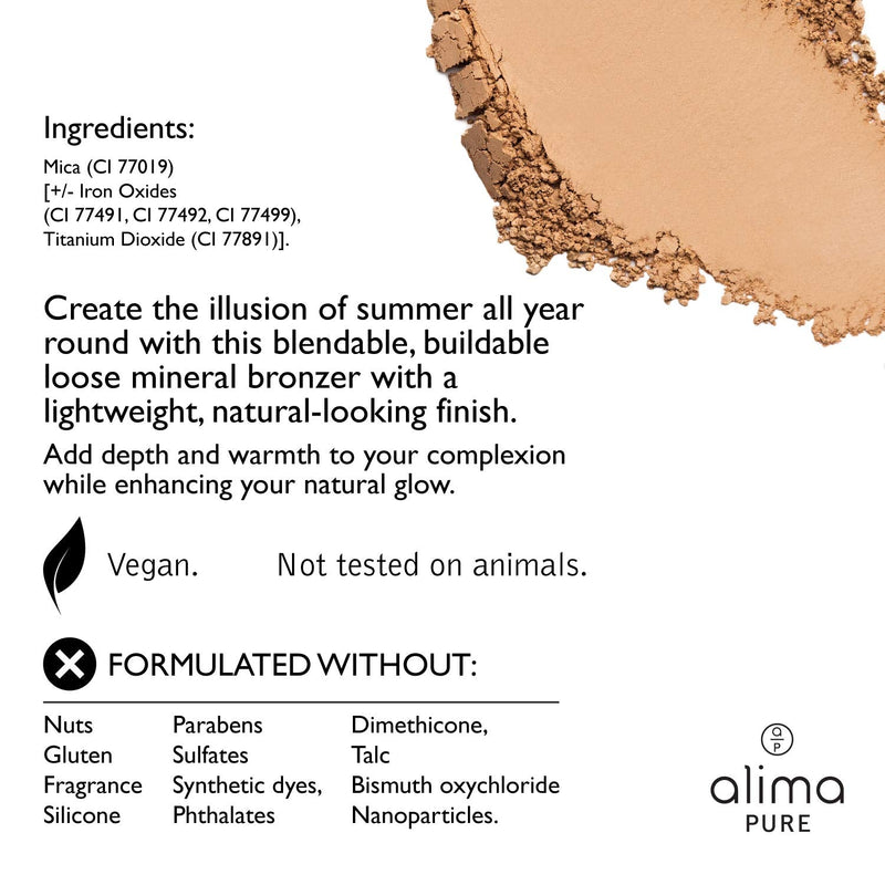 Alima Pure Bronzer Powder- Lightweight, Natural, Loose Mineral Bronzer Powder (0.15 oz/ 4.5 g) Alima Pure