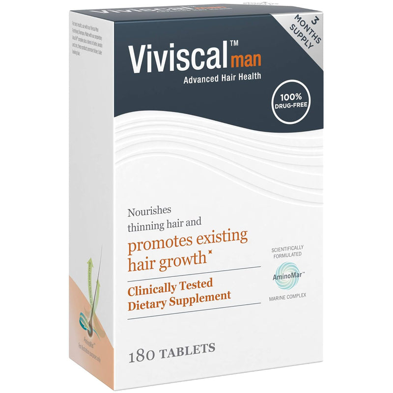 Viviscal Men's Hair Growth Supplements for Thicker Fuller Hair, Clinically Proven Collagen Complex, 180 Tablets 3 Month Supply Infinity Warehouse