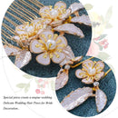 Aukmla Flower Bride Wedding Hair Comb with Hair Pins Gold Leaf Bridal Hair Piece Crystal Hair Jewelry Pearl Hair Accessories for Women and Girls (Pack of 3) Aukmla