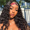 Beauty Forever Headband Human Hair Wig Water Wave Glueless Human Hair Wigs With Pre-attached Scarf Non Lace Front Wigs for women Natural Color 150% Density 24 Inch Beauty Forever Store