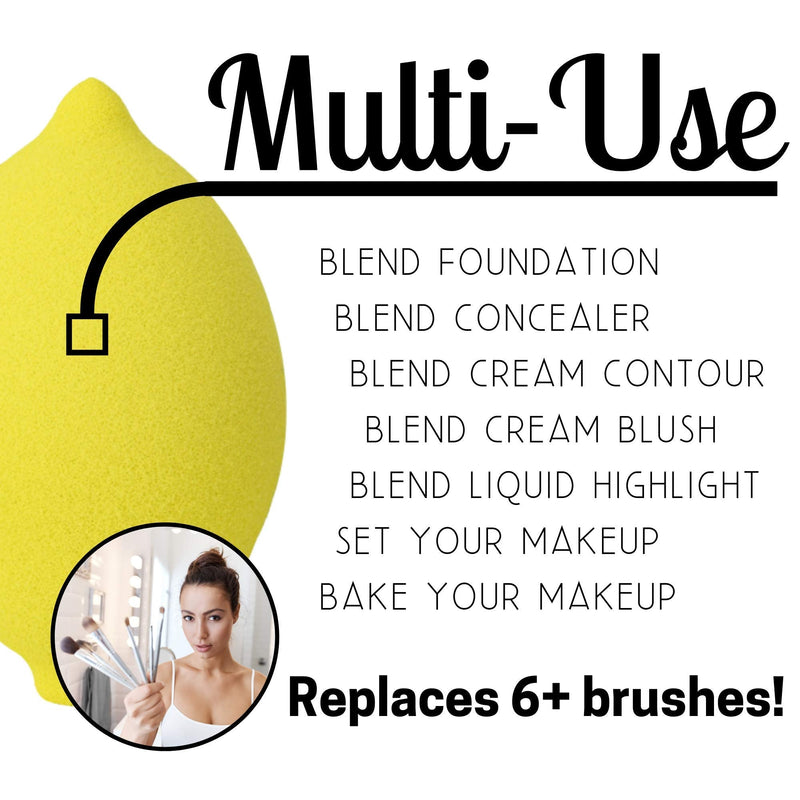 Thirsty Lemon Makeup Sponge by Ally Things Beauty | Yellow Lemon Shaped Makeup Blender for Liquid Foundation, Cream or Powder Blending - Cosmetic Applicator - Cute & Latex-Free Daily Beauty Sponge Ally Things Beauty
