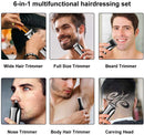 SURKER Beard Trimmer for Men Hair Clippers Body Mustache Nose Hair Groomer Cordless Precision Trimmer 6 in 1 Grooming Kit Waterproof USB Rechargeable SURKER