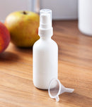 2 oz Opal White Glass Boston Round White Treatment Pump Bottle (12 pack) + Funnel JUVITUS Store