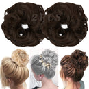 OMGREAT 2PCS Thick Updo Messy Hair Buns Curly Wavy Ponytail Extensions Hairpieces juva bun Hair Scrunchies for Women Girls Color Medium Brown OMGREAT