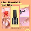 Beetles Coffin Nail Tips Nail Gel Kit, 2 In 1 Nail Gel Base Coat with Long False Nail and U V LED Nail Lamp for Acrylic Nail/Dip Powder Nails/Poly Nail Extension Gel Nail Art DIY Home beetles Gel Polish