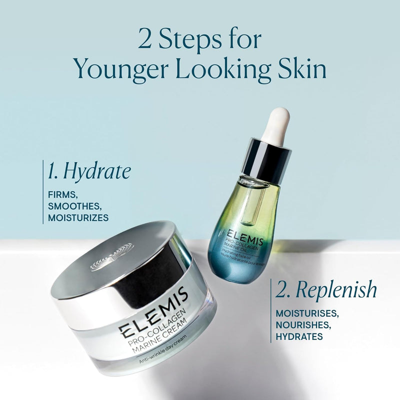 ELEMIS Pro-Collagen Marine Oil, 15ml – Ultra-Lightweight Anti-Wrinkle Daily Face Oil Moisturizer, Deeply Moisturize, Nourish & Hydrate for Youthful Look, Fine Lines and Wrinkles Treatment