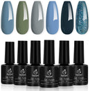 Beetles 6 Colors Gel Nail Polish Set - Grey and Nude Blue Glitter Gel Polish Kit Soak Off Nail Gel Polishes Set Fall Winter Gel Nail Kit Gifts Box for Manicure Nail Art Salon, 7.3ml Each Bottle beetles Gel Polish