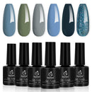 Beetles 6 Colors Gel Nail Polish Set - Grey and Nude Blue Glitter Gel Polish Kit Soak Off Nail Gel Polishes Set Fall Winter Gel Nail Kit Gifts Box for Manicure Nail Art Salon beetles Gel Polish