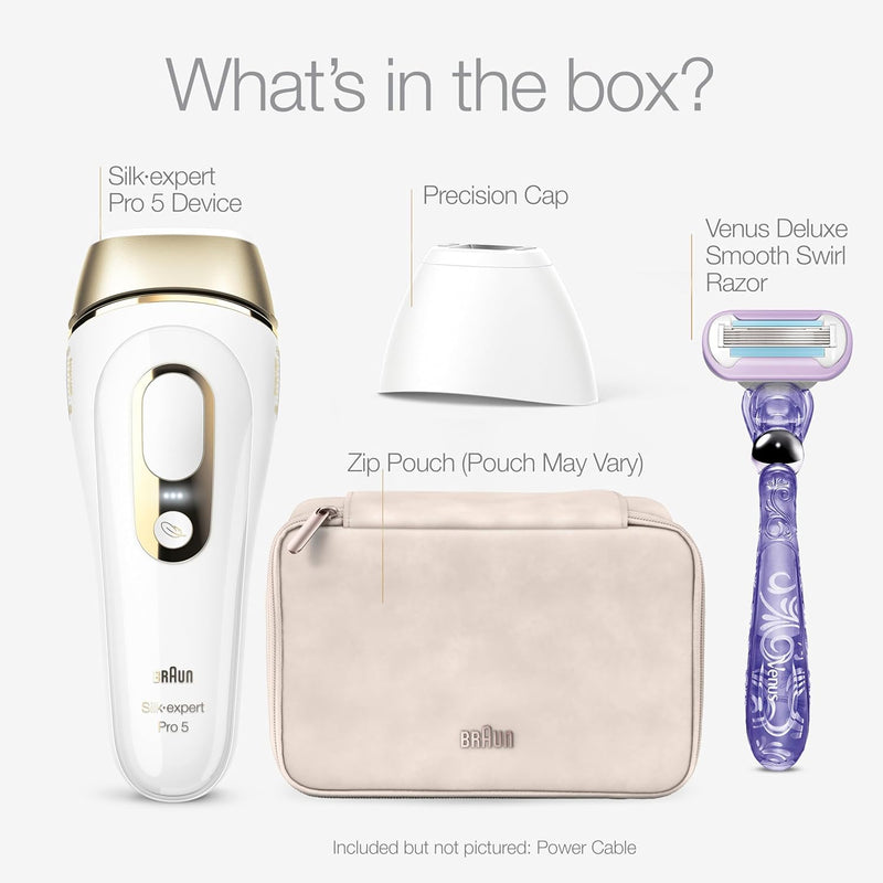 Braun Smart IPL, Silk·Expert Pro 5: at Home Laser Hair Removal for Women and Men, Permanent Visible Hair Reduction in Hair Regrowth for Body & Face, with Venus Swirl Razor, Corded, IPL5137 Infinity Warehouse