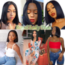 Short Straight Bob Wigs Brazilian Human Hair Lace Front Wigs for Black Women (14inch) 13x4 Lace Front Wigs 150% Density Pre Plucked with Baby Hair Royal Lady