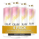 Olay Cleansing & Moisturizing Womens Body Wash 4ct with Vitamin B3 and Hyaluronic Acid 26 fl oz (Pack of 4) Infinity Warehouse