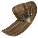 Sunny Micro Loop Hair Extensions Remy Straight Micro Ring Human Hair Extensions Brown and Blonde Highlights,Silky Human Hair Extensions 50G Per Pack 14inch Sunny Hair Store