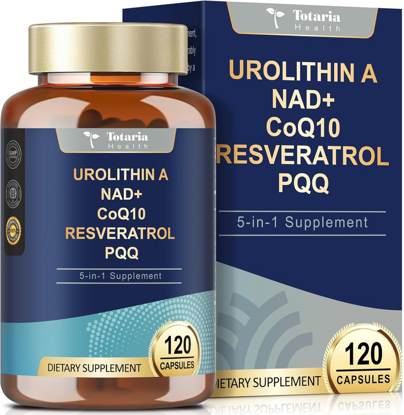 Urolithin A Supplement 1000mg with NAD+,CoQ10,Resveratrol,PQQ Supplement for Men Women 120 Softgels for Muscle Energy Antioxidants High Bioavailability Infinity Warehouse