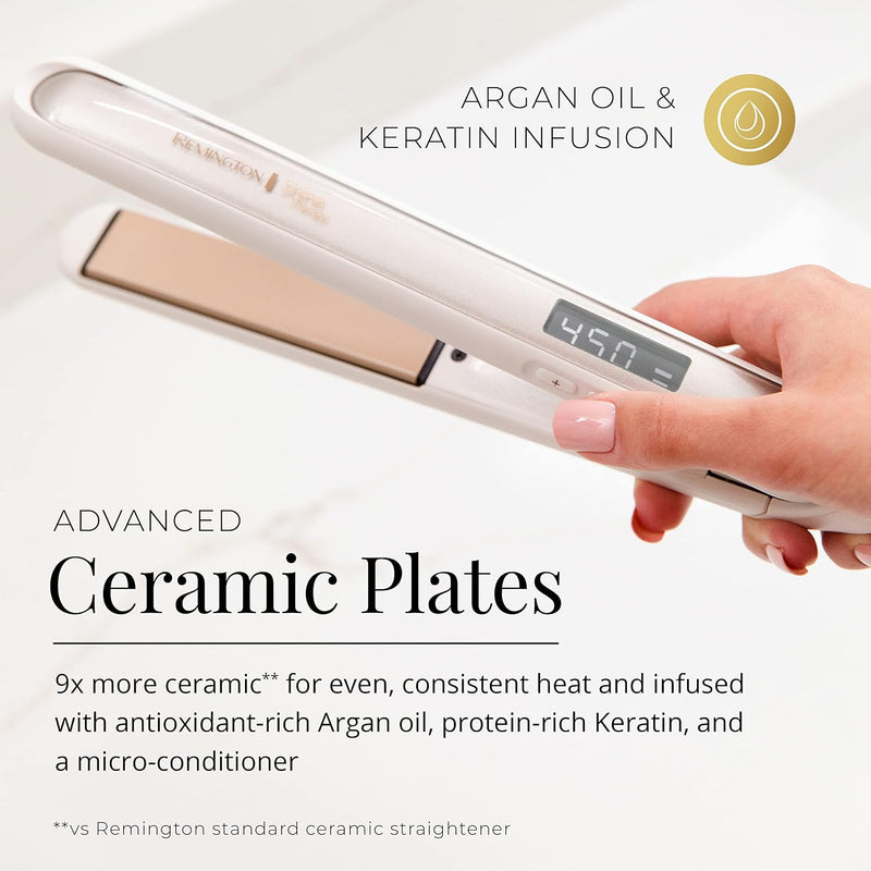 Remington Shine Therapy 1 inch Hair Straightener Iron, Flat Iron for Hair Infused with Argan Oil & Keratin, Professional Ceramic Flat Iron for Less Frizz, Shinier & Smoother Hair, Hair Styling Tools Infinity Warehouse