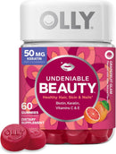 OLLY Undeniable Beauty Gummy, for Healthy Hair, Skin & Nails,* Biotin, Vitamins C & E, Keratin, Chewable Supplement, Grapefruit Flavored, 60 Day Supply - 120 Count Infinity Warehouse
