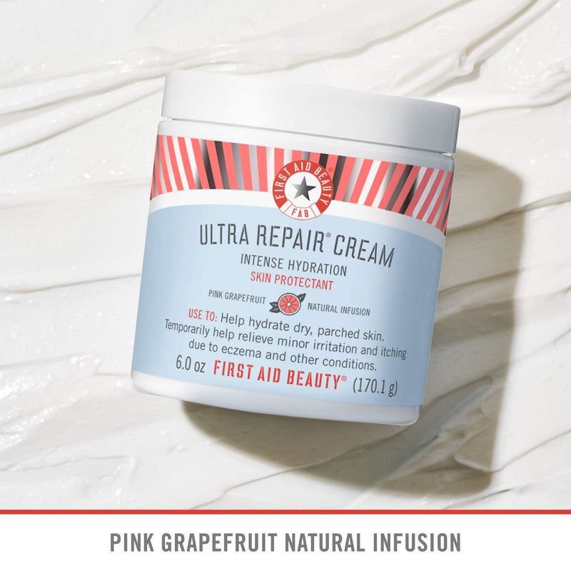 First Aid Beauty Ultra Repair Cream Intense Hydration Moisturizer for Face and Body Pink Grapefruit, 6 oz. First Aid Beauty