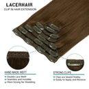 Lacer Hair Extensions Clip In Real Human Hair Extensions 120g 7 Pieces Silky Straight Weft Remy Human Hair Clip in Hair Extensions Chocolate Brown
