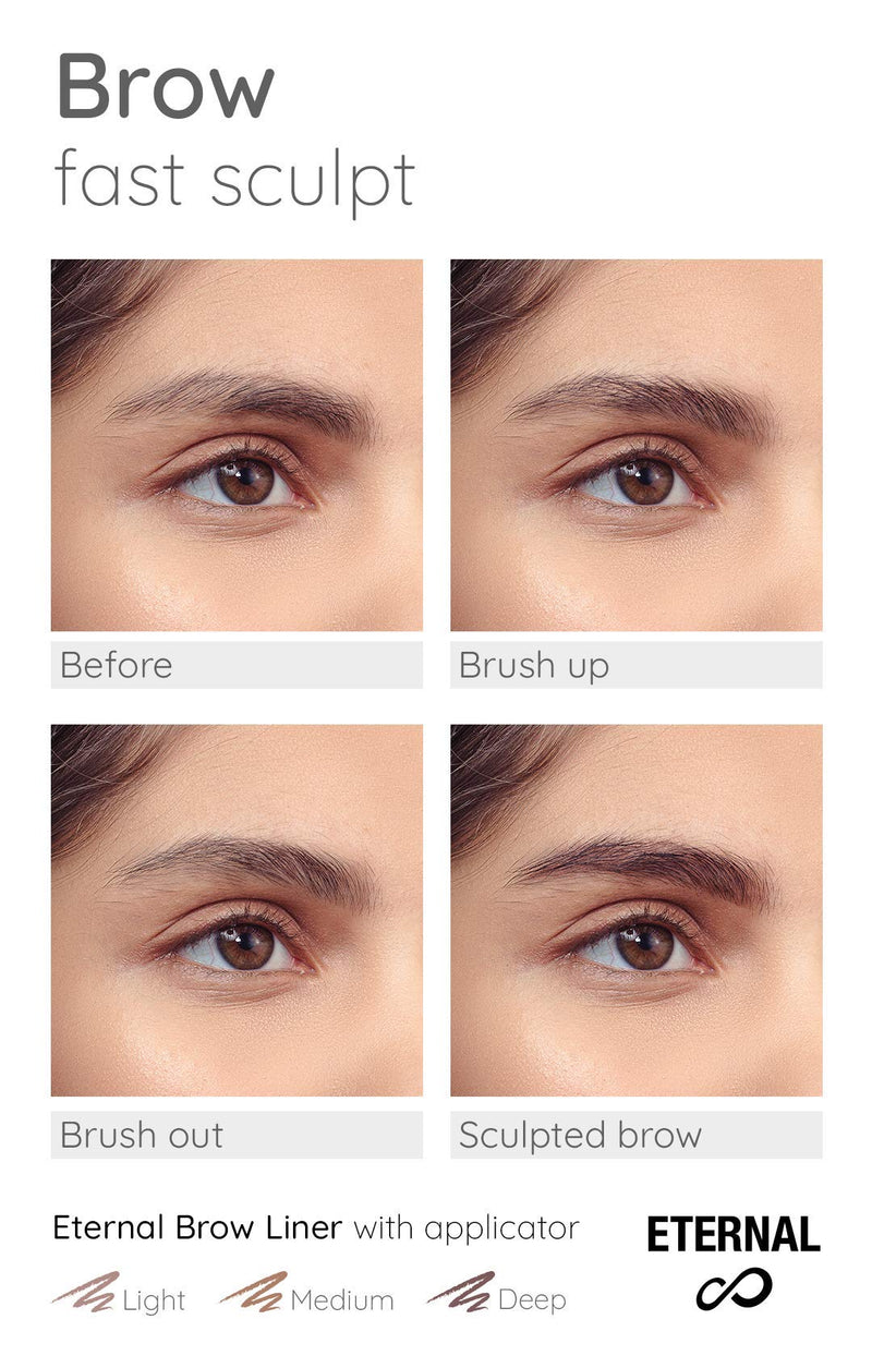 Eternal Automatic Water Resistant Eyebrow Liner Set with Shaping Comb – Long Lasting, Professional and High Precision Brow Definer with No Sharpening, Retractable Twist Up Mechanism (3 Pack) Eternal