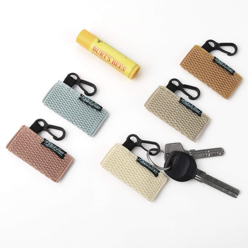Beautyflier Clip-on Sleeve Chapstick Pouch Keychain Lipstick Holder Elastic Lip Balm Holder Travel Accessories (Pink/Light Blue/Light Brown/Beige/Grey) Beautyflier