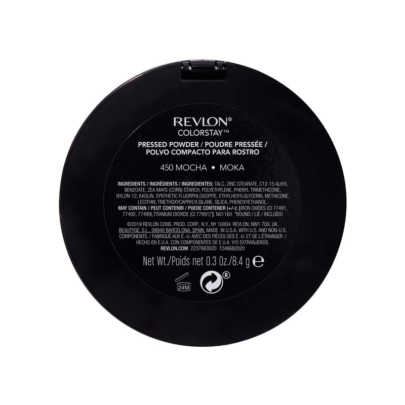 Revlon ColorStay Pressed Powder, Longwearing Oil Free, -Fragrance Free, Noncomedogenic Face Makeup, Mocha (450) REVLON