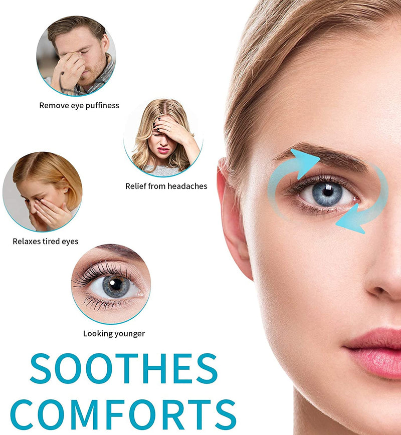 Cooling Ice Gel Eye Mask-Reusable Eye Masks, Sleeping Mask with Plush Backing for Headache, Puffiness, Migraine, Stress Relief (Blue) J JIMOO