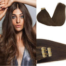 GOO GOO 24 Inch Tape in Hair Extensions Human Hair Chocolate Brown Hair Extensions 20pcs 50g Tape in Hair Extensions Human Hair for Women GOO GOO