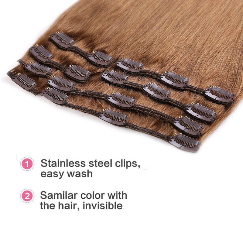 Clip in 100% Remy Human Hair Extensions Grade 7A Quality Full Head 8pcs 18clips Long Soft Silky Straight for Women Beauty