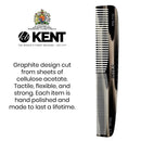 Kent 9T Graphite Double Tooth Hair Dressing Table Comb, Fine / Wide Tooth Dresser Comb For Hair, Beard and Mustache, Coarse / Fine Hair Styling Grooming Comb for Men, Women and Kids. Made in England KENT