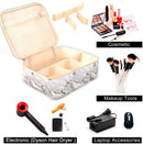 3Pcs Makeup Bags for Women, Travel Makeup Bag, Large Cosmetic Bag, Marble Makeup Bag with 10 Pcs Brushes, Makeup Case Organizer with Adjustable Dividers SIHOHAN