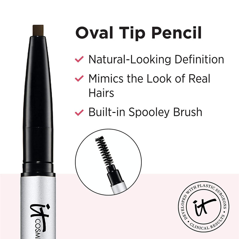 IT Cosmetics Brow Power, Universal Dark Brunette - Universal Eyebrow Pencil - Mimics the Look of Real Hair - Budge-Proof Formula - With Biotin, Saw Palmetto & Antioxidants - 0.0056 oz It Cosmetics Store