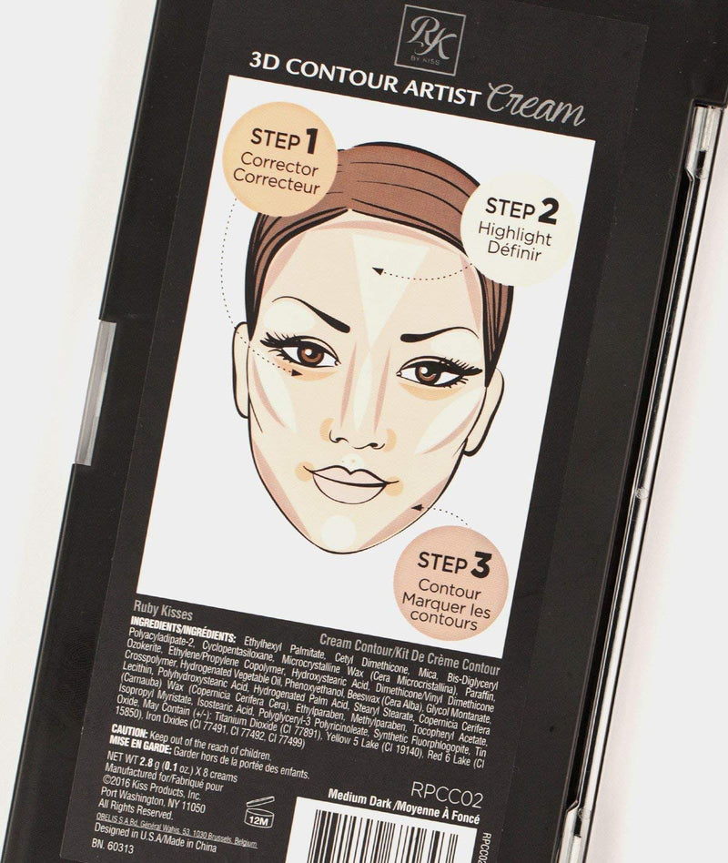 Ruby Kisses 3D Contour Artist Cream Makeup Palette Medium Dark Ruby Kisses
