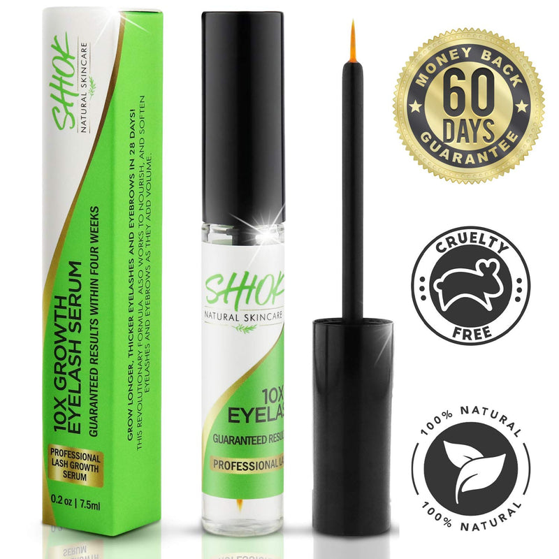 Shiok 10X Growth Eyelash Serum- Clinically Proven Eyelash Growth Enhancer and Brow Serum to Dramatically Boost Lashes and Eyebrows. Guaranteed Results within Four Weeks for Long Lavish Lashes. SHIOK SKINCARE