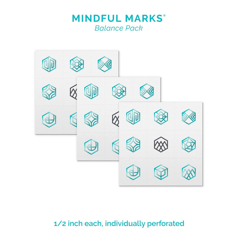 LumenKind, Mindful Marks (Teal) 31 Tiny Temp Tattoo Mindfulness Stickers - Wearable Reminders for your Intentions. Choose your Focus - Set your Intention - Renew your Commitment LUMENKIND