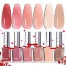Beetles Jelly Nail Polish Set,6 Colors Pink Nude Jelly Quick Dry Nail Polish Fingernail Fast Drying & Long Lasting Nail Strengthener Polish Gifts for Women Infinity Warehouse