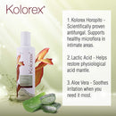Kolorex® Intimate Wash (250ml), Gentle Cleansing, Soap Free, Natural PH Balance, Sensitive Skin, Antifungual and Kill Candida albicans Kolorex