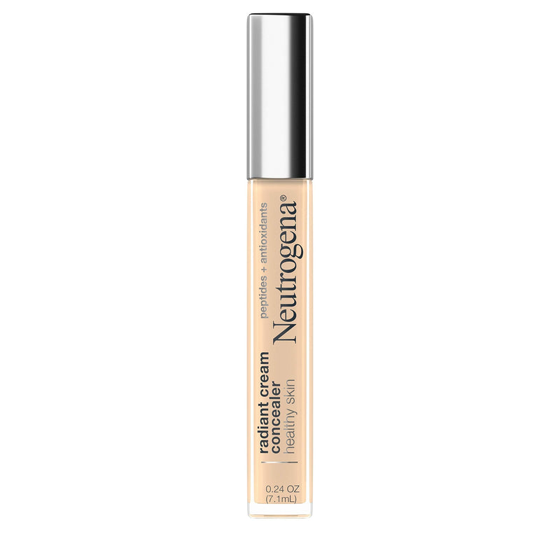 Neutrogena Healthy Skin Radiant Brightening Cream Concealer with Peptides & Vitamin E Antioxidant, Lightweight Perfecting Concealer, Non-Comedogenic, Ivory Light 01 with neutral undertones, 0.24 oz Neutrogena