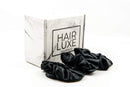 Hair Luxe Premium Mulberry Silk Scrunchies (3 Black, 3) Hair Luxe